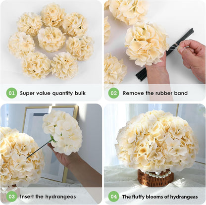 35Pcs Royal Blue Hydrangea Artificial Flowers with Stems,Realistic Silk Hydrangeas Fake Flowers for Wedding Centerpieces Bouquets DIY Floral Decor Baby Shower,Arch,Home,Party Decoration