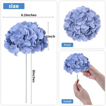 35Pcs Royal Blue Hydrangea Artificial Flowers with Stems,Realistic Silk Hydrangeas Fake Flowers for Wedding Centerpieces Bouquets DIY Floral Decor Baby Shower,Arch,Home,Party Decoration