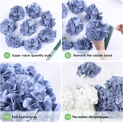 35Pcs Royal Blue Hydrangea Artificial Flowers with Stems,Realistic Silk Hydrangeas Fake Flowers for Wedding Centerpieces Bouquets DIY Floral Decor Baby Shower,Arch,Home,Party Decoration