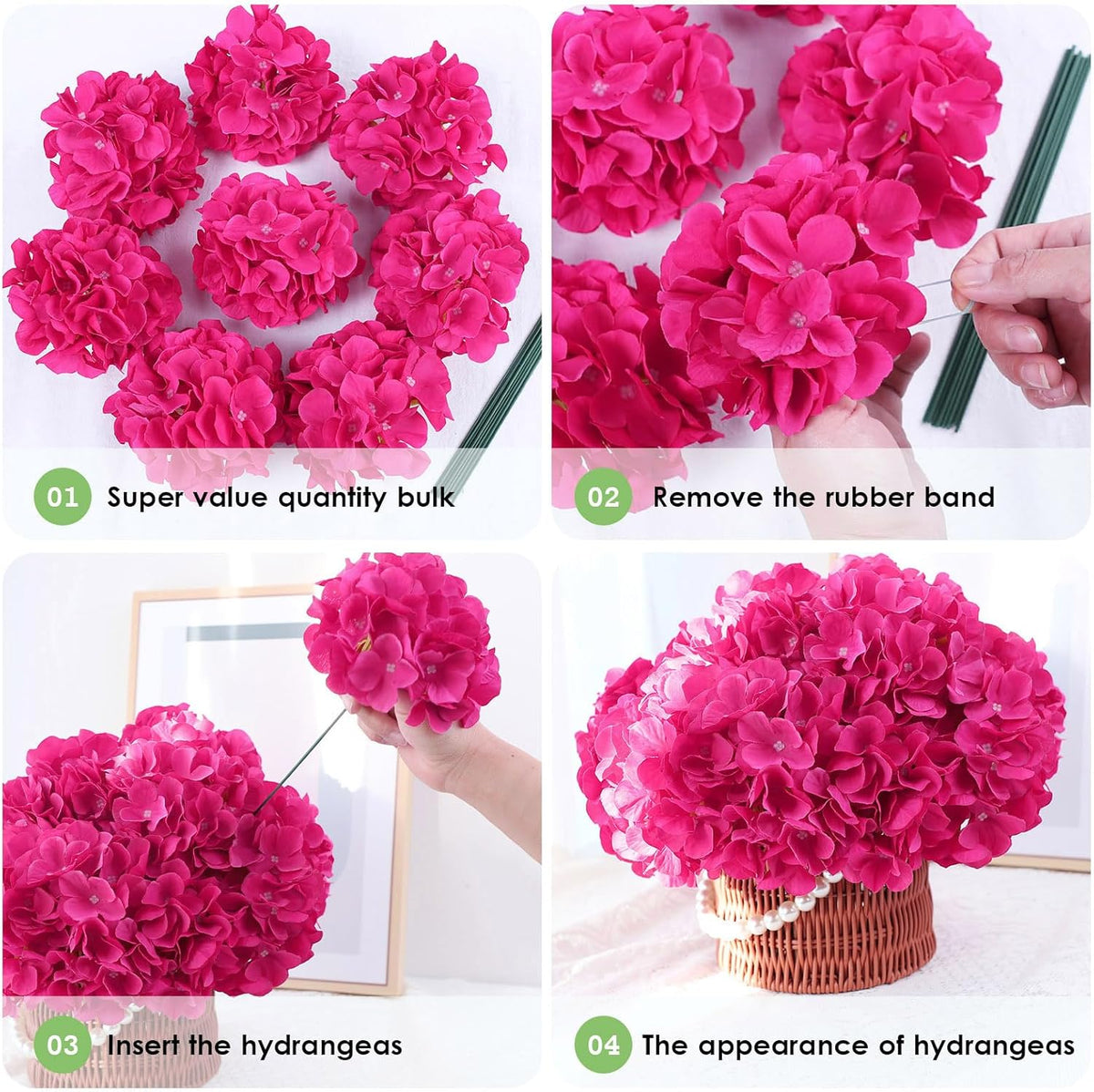 35Pcs Royal Blue Hydrangea Artificial Flowers with Stems,Realistic Silk Hydrangeas Fake Flowers for Wedding Centerpieces Bouquets DIY Floral Decor Baby Shower,Arch,Home,Party Decoration