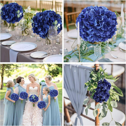35Pcs Royal Blue Hydrangea Artificial Flowers with Stems,Realistic Silk Hydrangeas Fake Flowers for Wedding Centerpieces Bouquets DIY Floral Decor Baby Shower,Arch,Home,Party Decoration