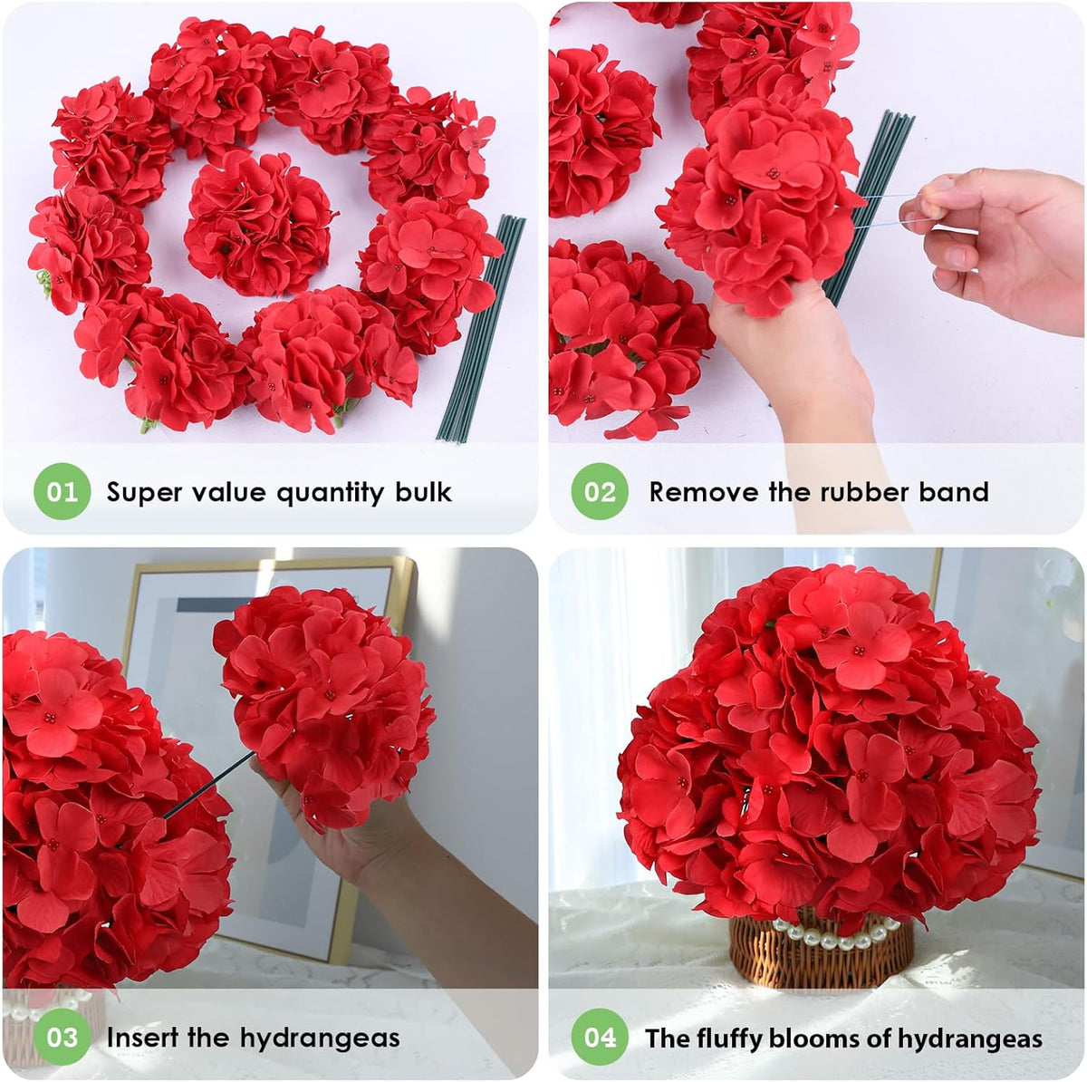 35Pcs Royal Blue Hydrangea Artificial Flowers with Stems,Realistic Silk Hydrangeas Fake Flowers for Wedding Centerpieces Bouquets DIY Floral Decor Baby Shower,Arch,Home,Party Decoration