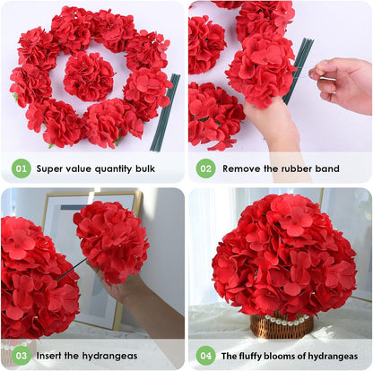 35Pcs Royal Blue Hydrangea Artificial Flowers with Stems,Realistic Silk Hydrangeas Fake Flowers for Wedding Centerpieces Bouquets DIY Floral Decor Baby Shower,Arch,Home,Party Decoration