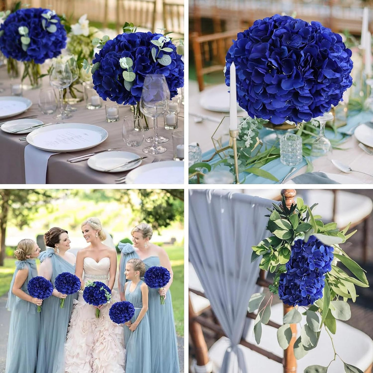 35Pcs Royal Blue Hydrangea Artificial Flowers with Stems,Realistic Silk Hydrangeas Fake Flowers for Wedding Centerpieces Bouquets DIY Floral Decor Baby Shower,Arch,Home,Party Decoration