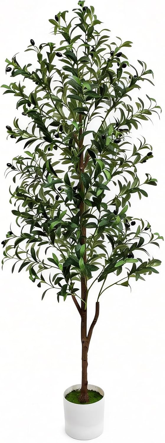 Olive Tree Olive Trees Artificial Indoor 6FT Faux Olive Tree with Pot,Artificial Olive Trees Plant with Realistic Trunk, Branches, Leaves and Fruits,Fake Tree Plant for Home Office Decor
