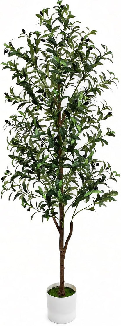 Olive Tree Olive Trees Artificial Indoor 6FT Faux Olive Tree with Pot,Artificial Olive Trees Plant with Realistic Trunk, Branches, Leaves and Fruits,Fake Tree Plant for Home Office Decor