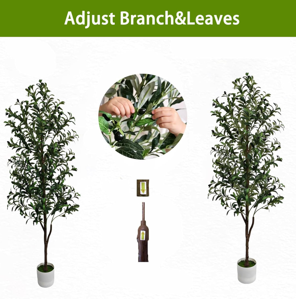 Olive Tree Olive Trees Artificial Indoor 6FT Faux Olive Tree with Pot,Artificial Olive Trees Plant with Realistic Trunk, Branches, Leaves and Fruits,Fake Tree Plant for Home Office Decor