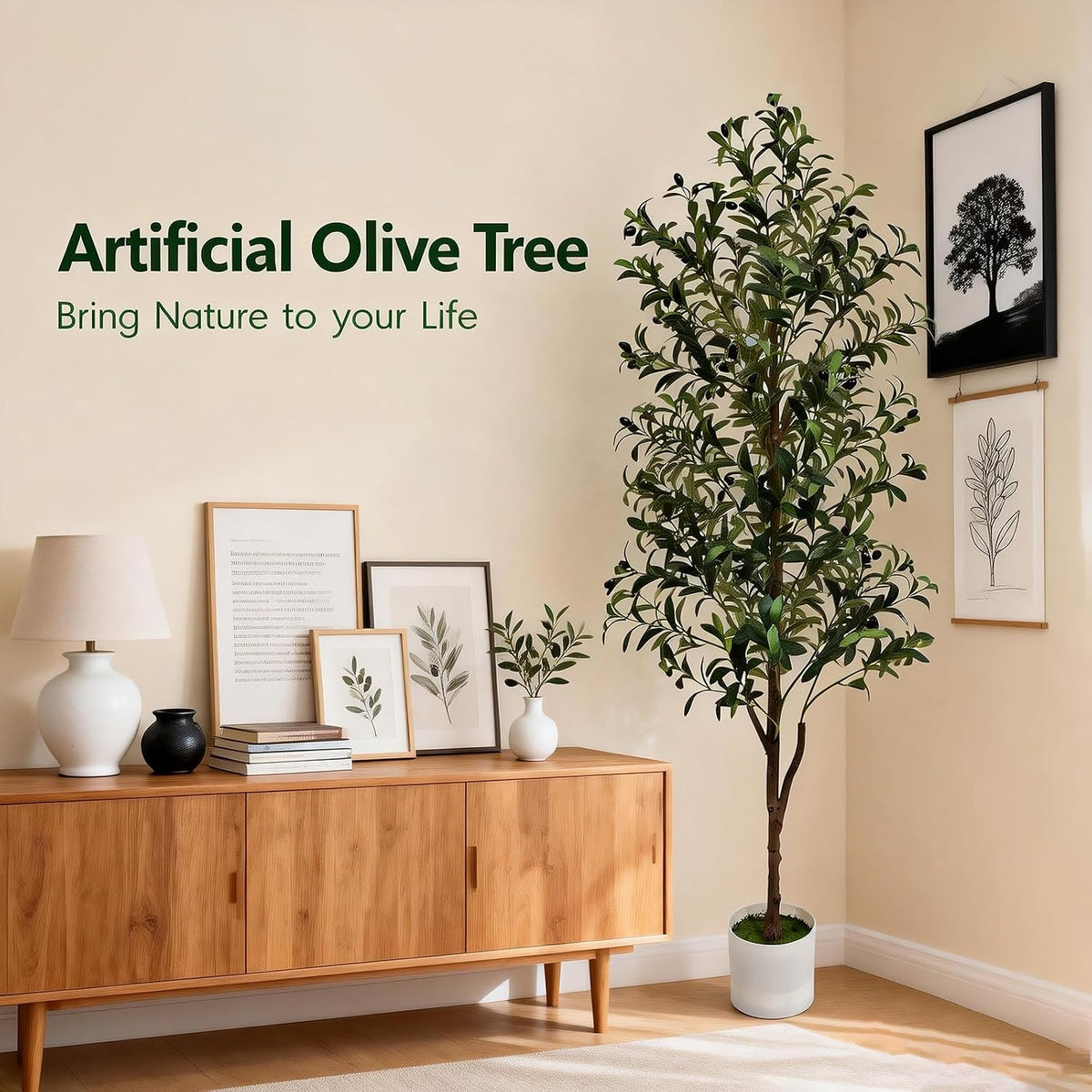 Olive Tree Olive Trees Artificial Indoor 6FT Faux Olive Tree with Pot,Artificial Olive Trees Plant with Realistic Trunk, Branches, Leaves and Fruits,Fake Tree Plant for Home Office Decor