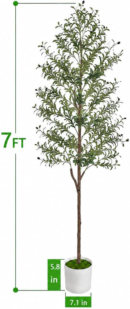 Olive Tree Olive Trees Artificial Indoor 6FT Faux Olive Tree with Pot,Artificial Olive Trees Plant with Realistic Trunk, Branches, Leaves and Fruits,Fake Tree Plant for Home Office Decor