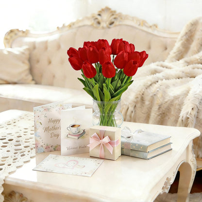 20pcs White Tulips Artificial Flowers 13 Inch PU Fake Flowers Fake Tulips | Beautiful and very much life-like
