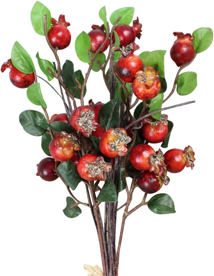 Group of 5 Artificial Rosehip Berries Simulation Pomegranate Fruit Floral Accessories (Red)