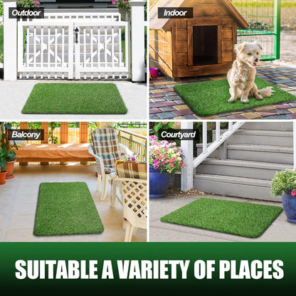 Artificial Grass Door Mat, Thick Turf Grass Indoor/Outdoor Rug, Perfect for Entryway, Patio Lawn Synthetic Doormat, Dog Realistic Grass Mats, 20x30 Inches