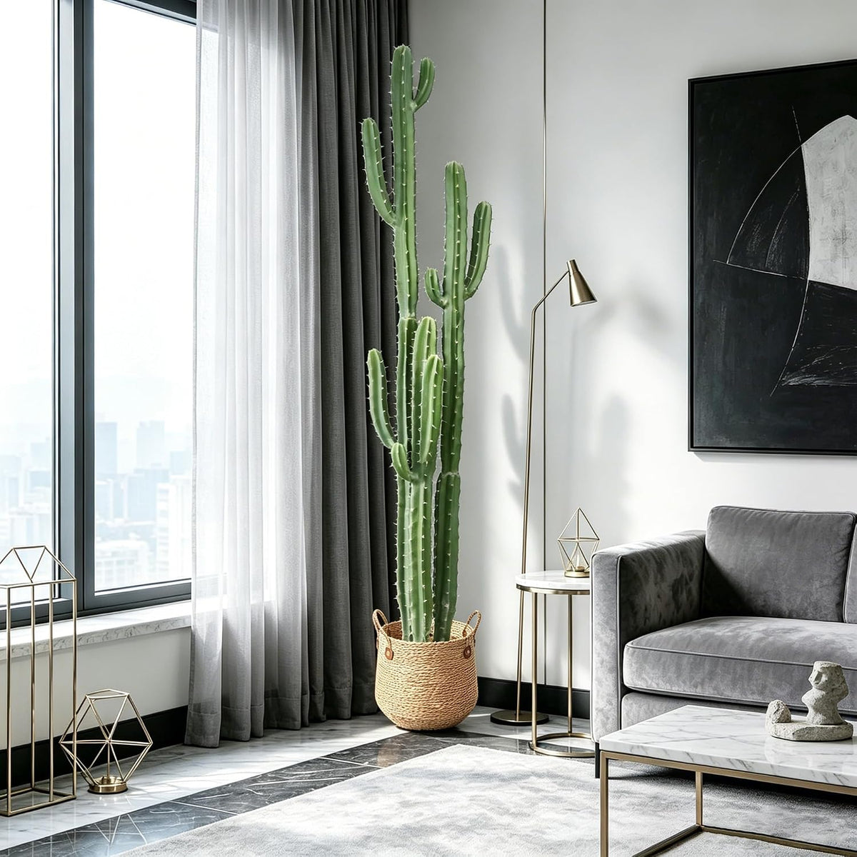 Artificial Cactus Fake Big Cactus 36 Inch Faux Cacti Plants for Home Garden Office Store Decoration