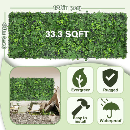 60"x128" (53.5 Sqft), Artificial Ivy Vine Privacy Fence Screen Roll | UV Resistant Green Leaves Faux, Garden Indoor Outdoor Home Decor, Artificial Hedge Vine Backdrop Fence Covering Privacy