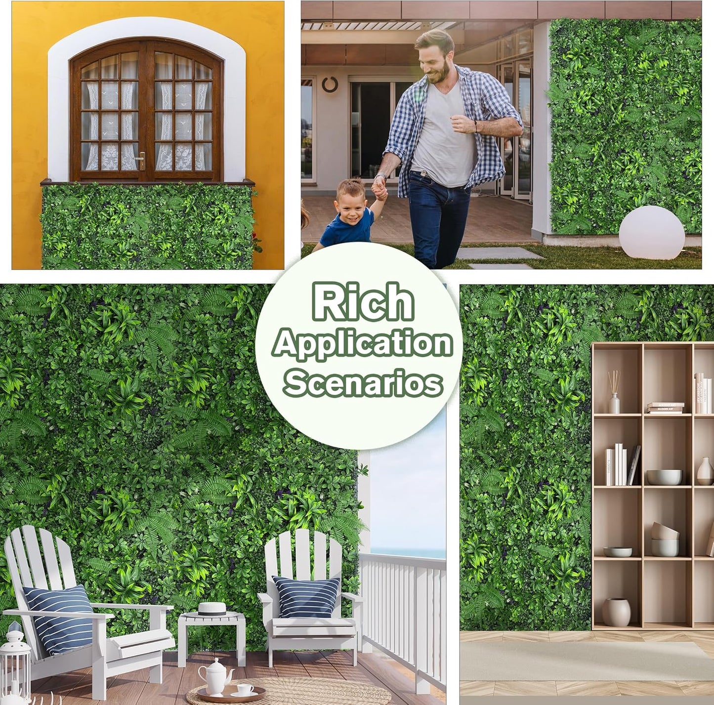 60"x128" (53.5 Sqft), Artificial Ivy Vine Privacy Fence Screen Roll | UV Resistant Green Leaves Faux, Garden Indoor Outdoor Home Decor, Artificial Hedge Vine Backdrop Fence Covering Privacy