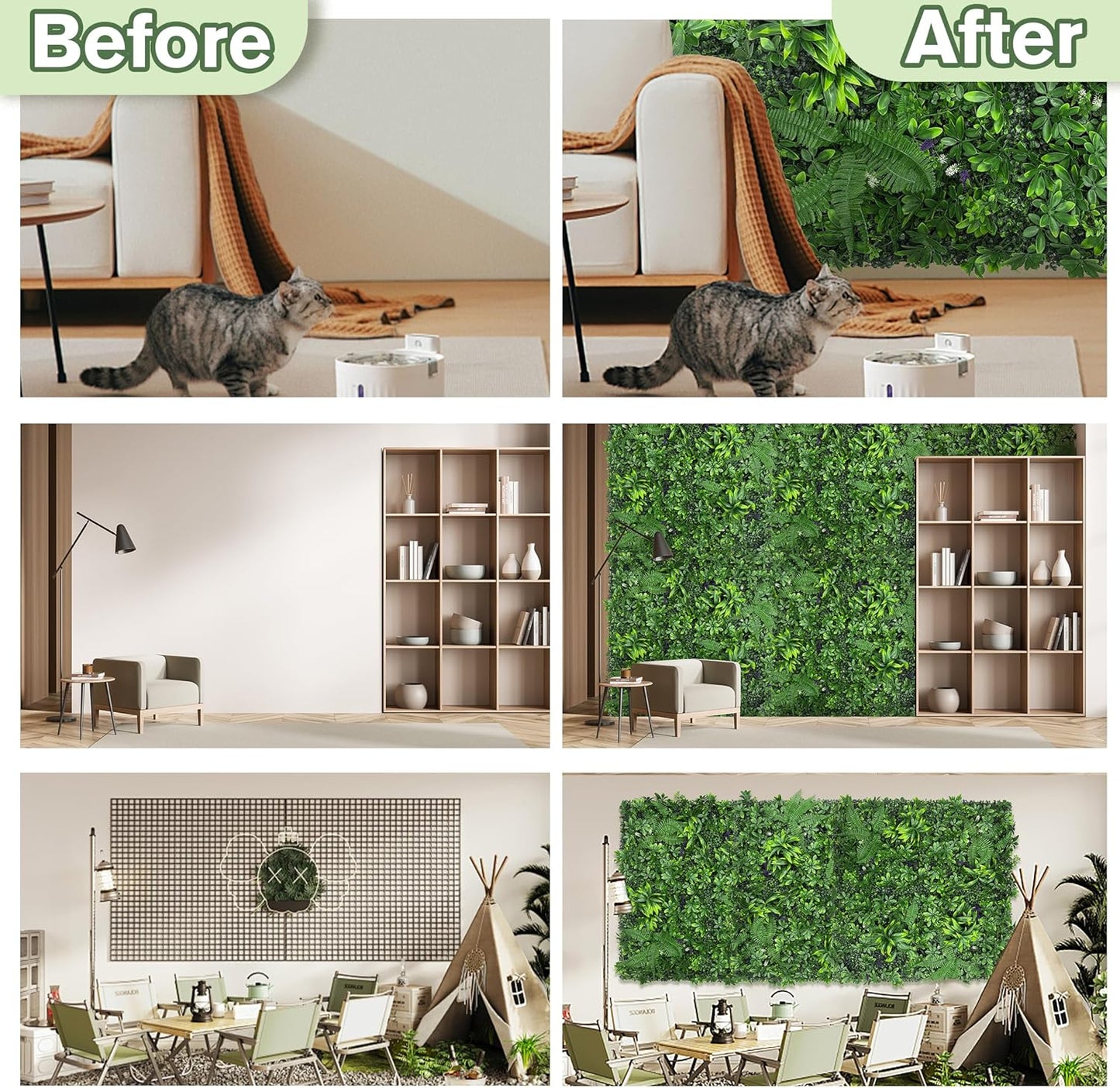 60"x128" (53.5 Sqft), Artificial Ivy Vine Privacy Fence Screen Roll | UV Resistant Green Leaves Faux, Garden Indoor Outdoor Home Decor, Artificial Hedge Vine Backdrop Fence Covering Privacy