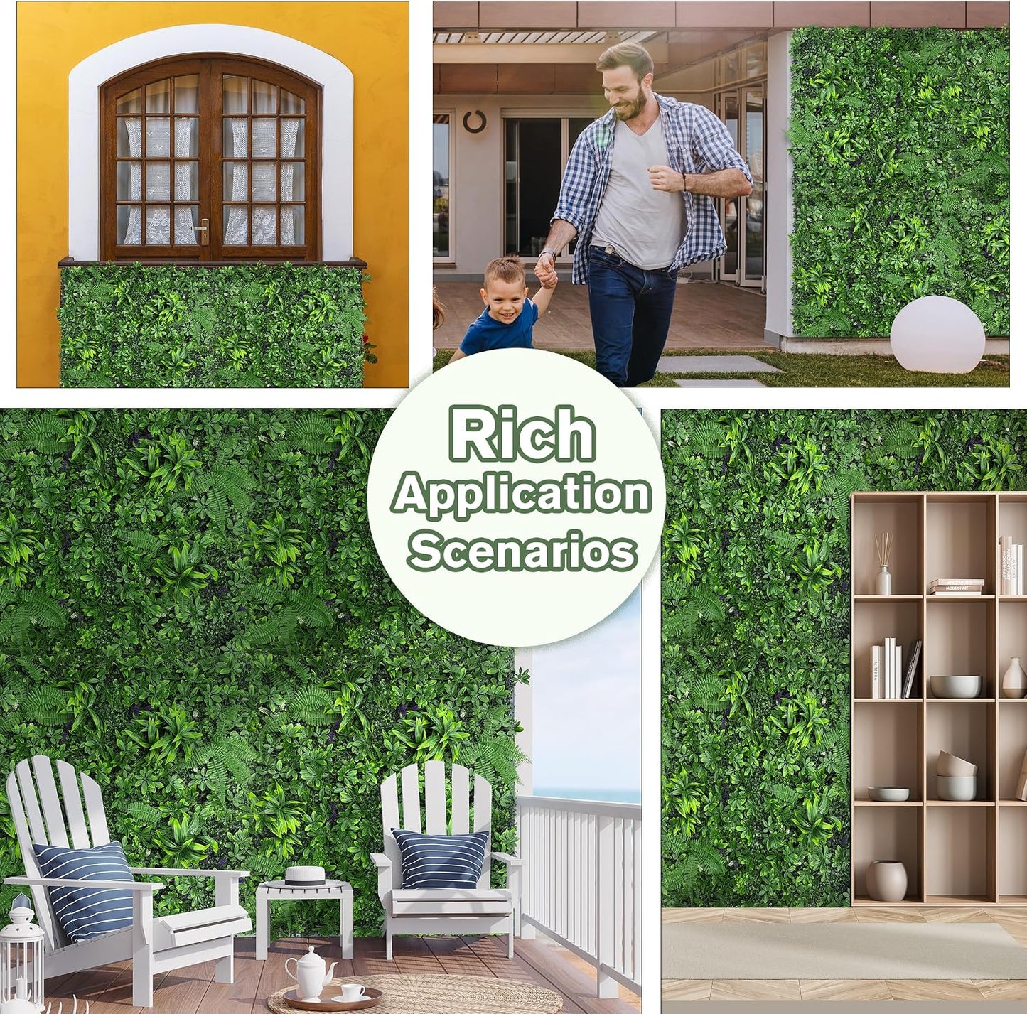 60"x128" (53.5 Sqft), Artificial Ivy Vine Privacy Fence Screen Roll | UV Resistant Green Leaves Faux, Garden Indoor Outdoor Home Decor, Artificial Hedge Vine Backdrop Fence Covering Privacy