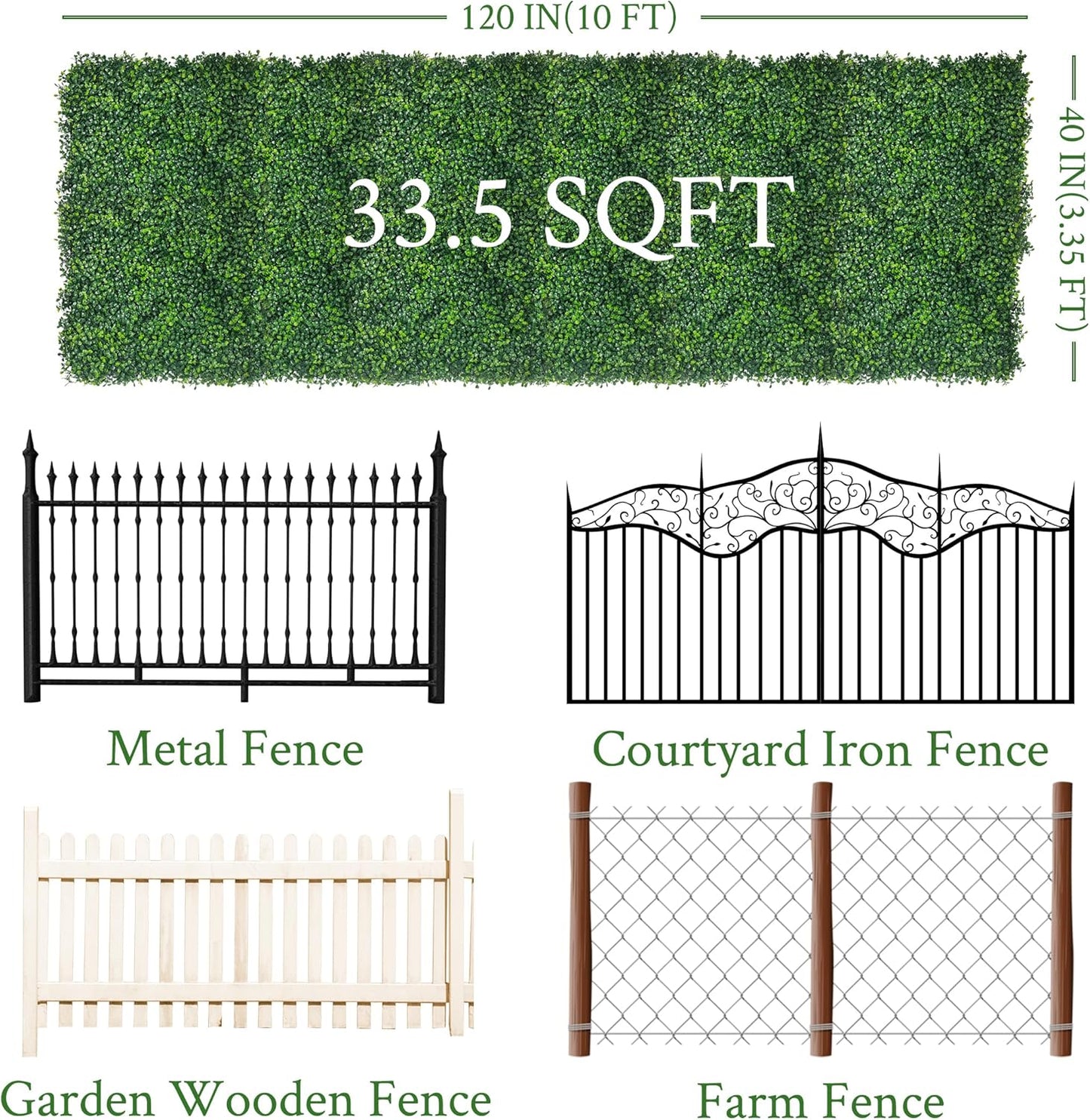 60"x128" (53.5 Sqft), Artificial Ivy Vine Privacy Fence Screen Roll | UV Resistant Green Leaves Faux, Garden Indoor Outdoor Home Decor, Artificial Hedge Vine Backdrop Fence Covering Privacy