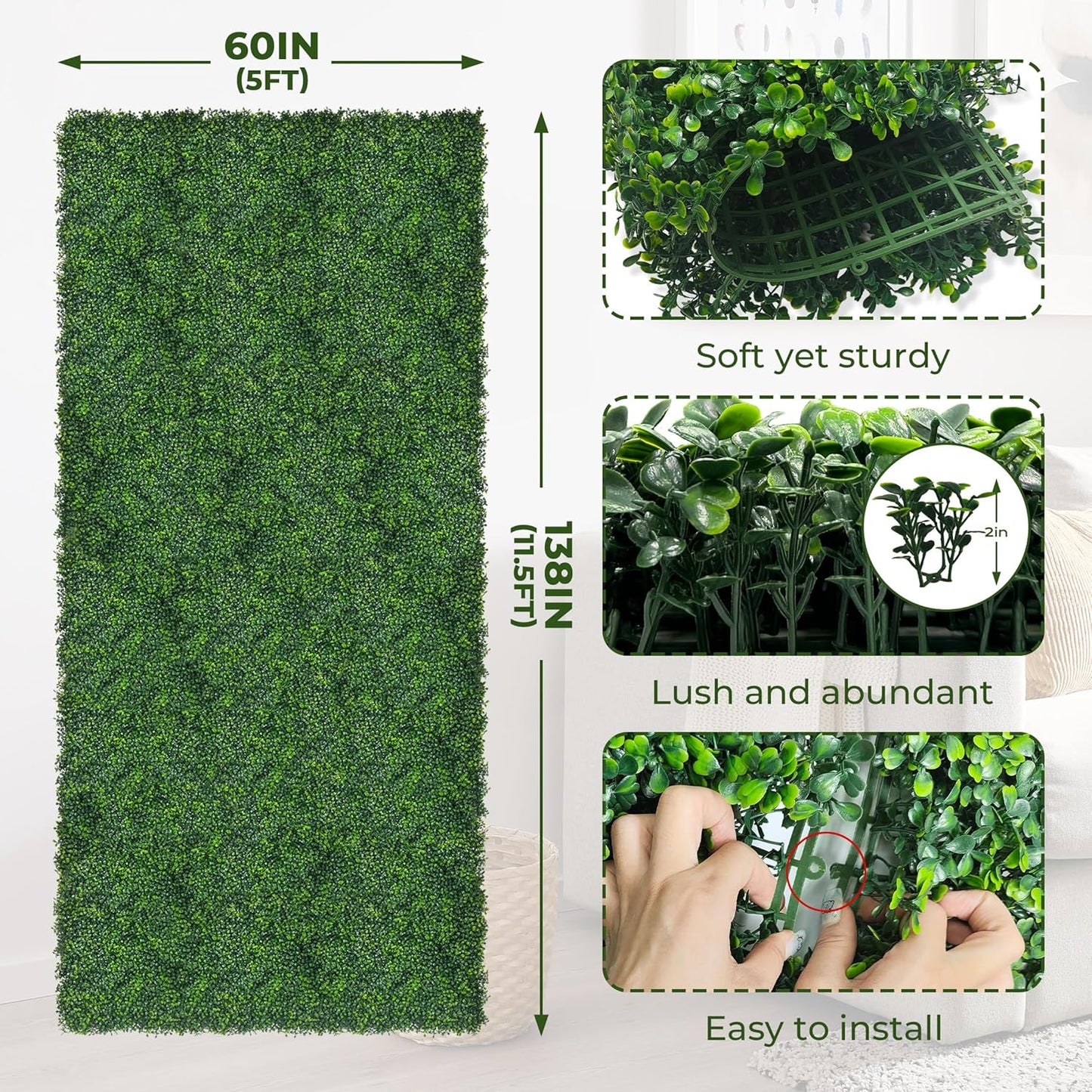 60"x128" (53.5 Sqft), Artificial Ivy Vine Privacy Fence Screen Roll | UV Resistant Green Leaves Faux, Garden Indoor Outdoor Home Decor, Artificial Hedge Vine Backdrop Fence Covering Privacy