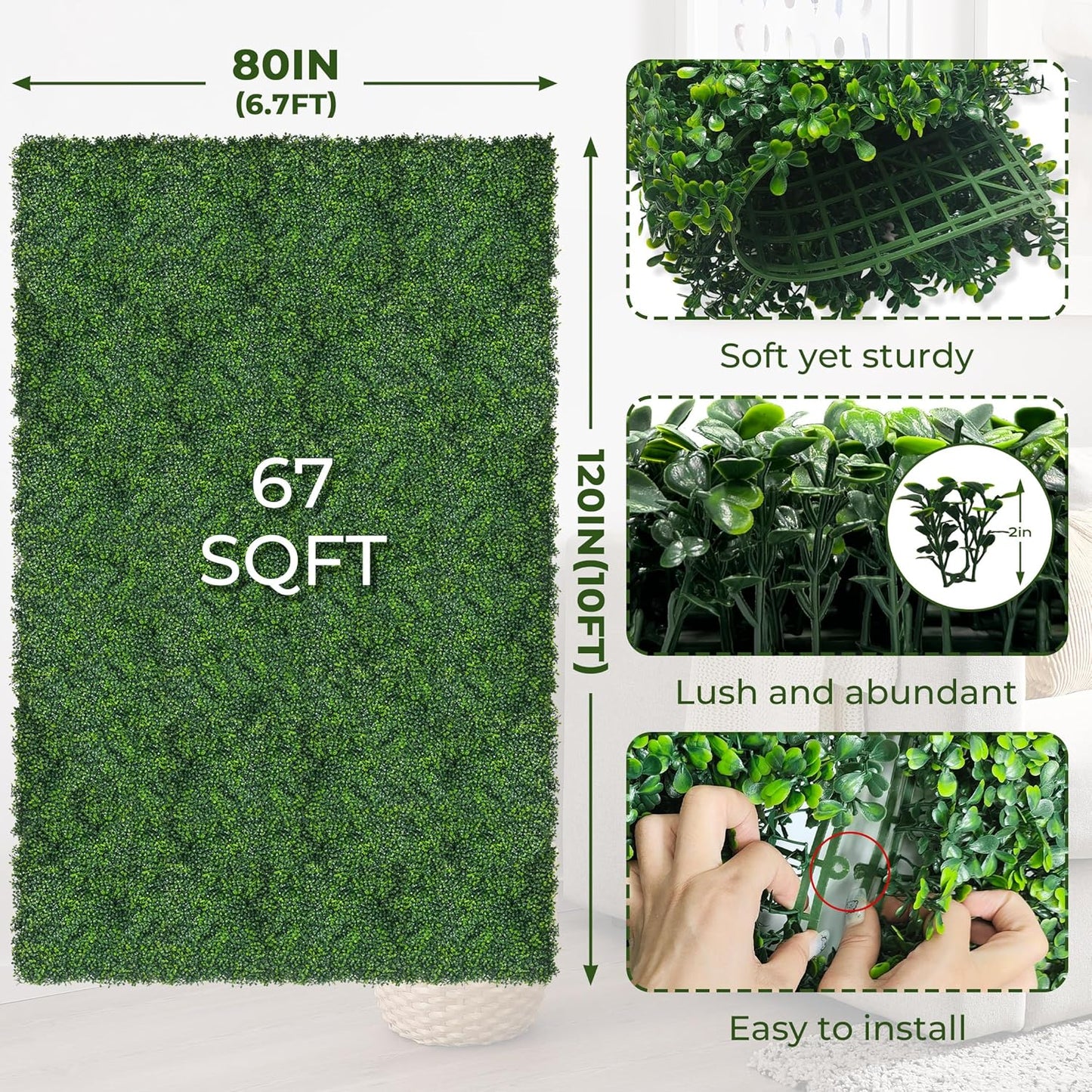 60"x128" (53.5 Sqft), Artificial Ivy Vine Privacy Fence Screen Roll | UV Resistant Green Leaves Faux, Garden Indoor Outdoor Home Decor, Artificial Hedge Vine Backdrop Fence Covering Privacy