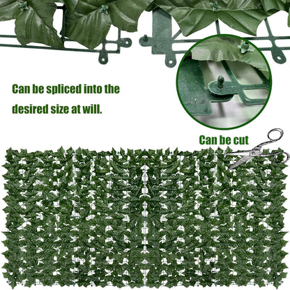 60"x128" (53.5 Sqft), Artificial Ivy Vine Privacy Fence Screen Roll | UV Resistant Green Leaves Faux, Garden Indoor Outdoor Home Decor, Artificial Hedge Vine Backdrop Fence Covering Privacy