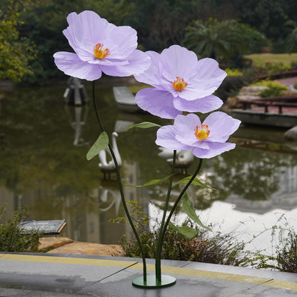 Large Paper Artificial Flowers, for Decoration,Huge Handcrafted Poppy Fake Flowers with Stand for Home Decor Bridal Shower Party Outdoors Yard Event Backdrop Decor (Champagne)