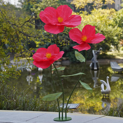 Large Paper Artificial Flowers, for Decoration,Huge Handcrafted Poppy Fake Flowers with Stand for Home Decor Bridal Shower Party Outdoors Yard Event Backdrop Decor (Champagne)