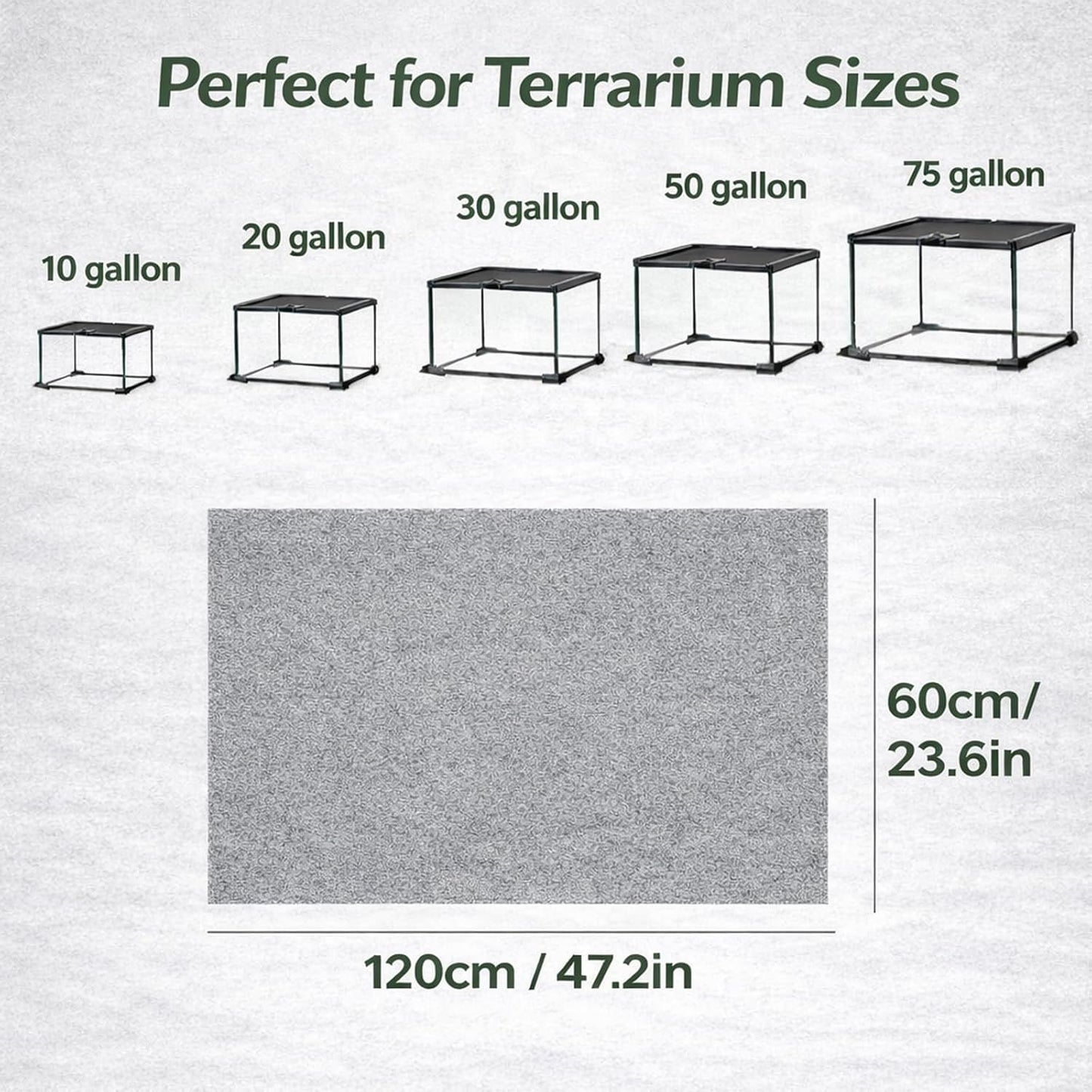 47" x 24" Large Reptile Carpet Terrarium Liner Bedding Reptile Substrate Mat Tank Accessories for Bearded Dragon Snake Lizard Tortoise Leopard Gecko (Grey)