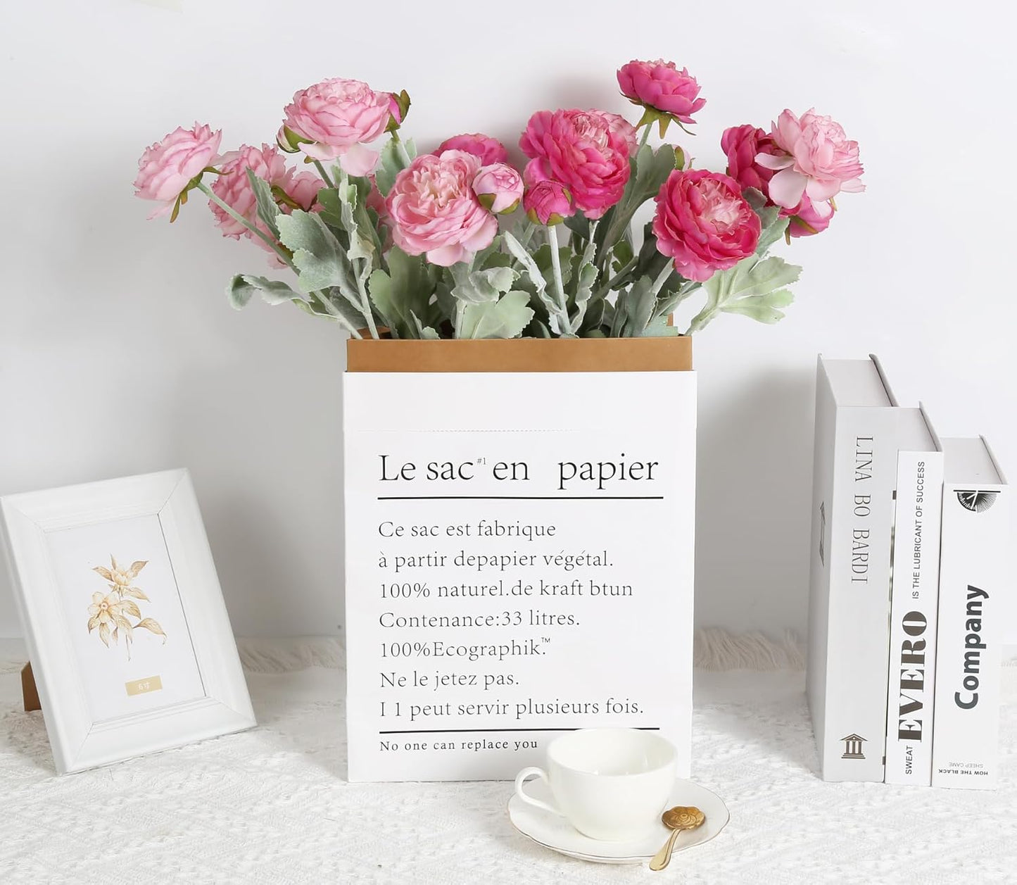 Pink Peonies Artificial Flowers 6pcs Pink Artificial Ranunculus Flowers18Heads Pink Silk Peonies with Stems Real Look for Spring Decorations Floral Arrangements Home Table Centerpiece