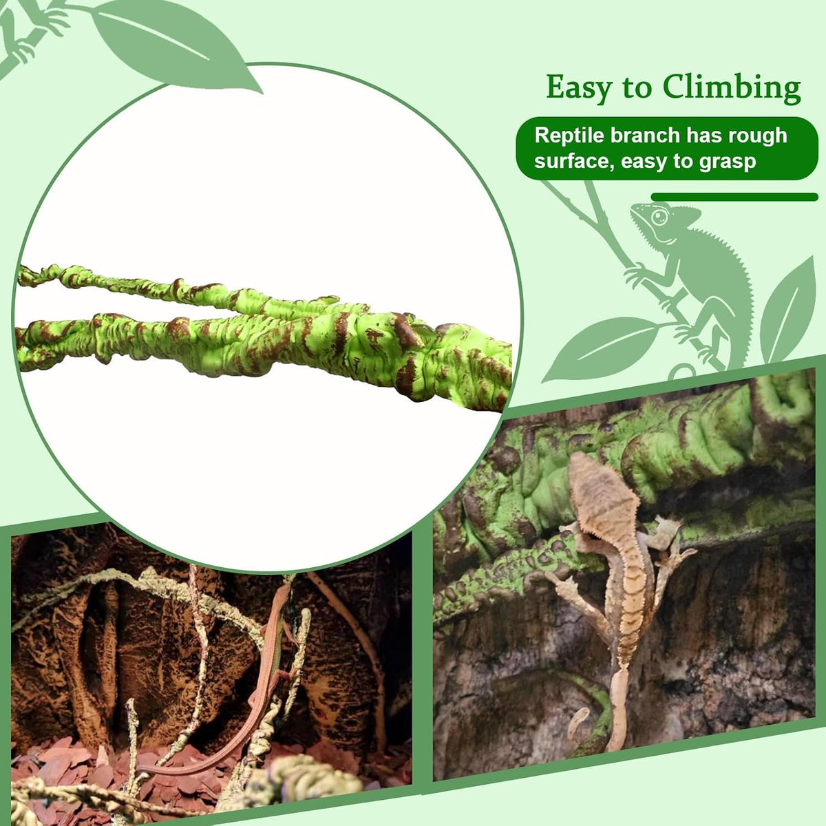 Reptile Jungle Vines Flexible Bend-A-Branch, 3.6Ft Reptile Climbing Branches, Chameleon Flexible Vine Decor,Terrarium Plants Decoration Accessories for Lizard Gecko Frog Snake