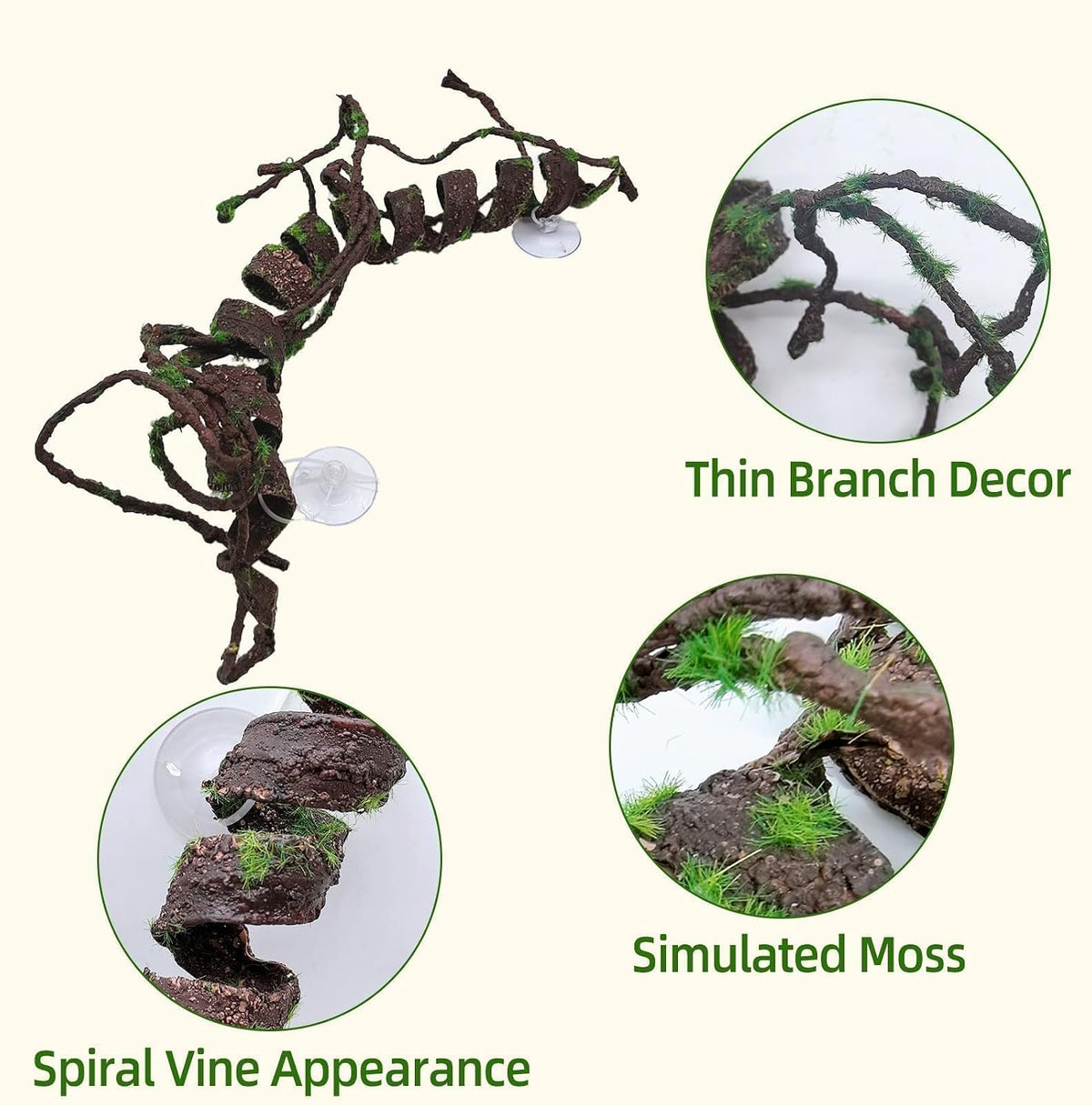 Reptile Jungle Vines Flexible Bend-A-Branch, 3.6Ft Reptile Climbing Branches, Chameleon Flexible Vine Decor,Terrarium Plants Decoration Accessories for Lizard Gecko Frog Snake