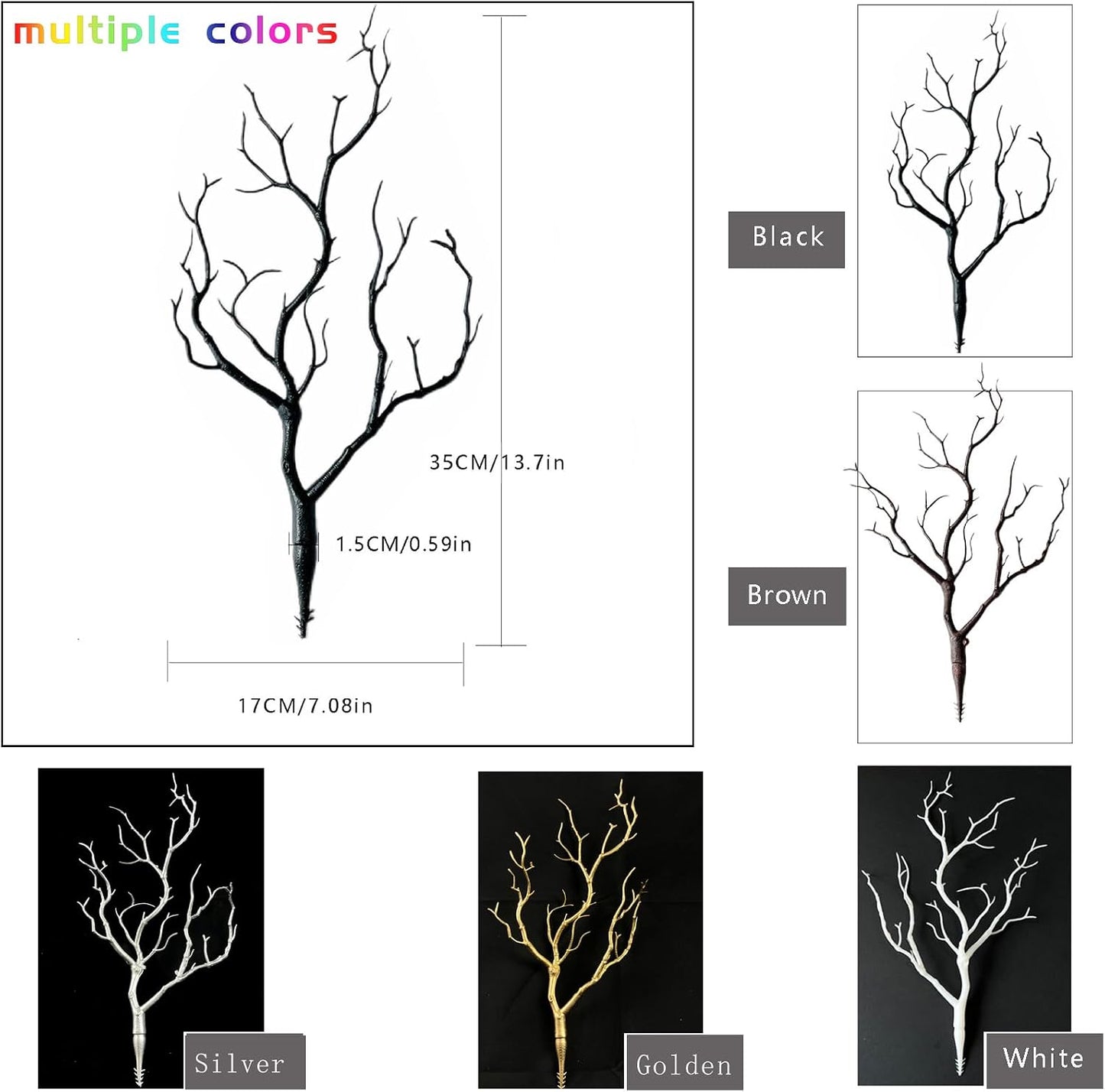 13.8 inches Artificial Coral Branches Fake Antler Branches Small Branches for Home Decoration Flower Arrangement Wedding Christmas Halloween Festival (White 10PCS