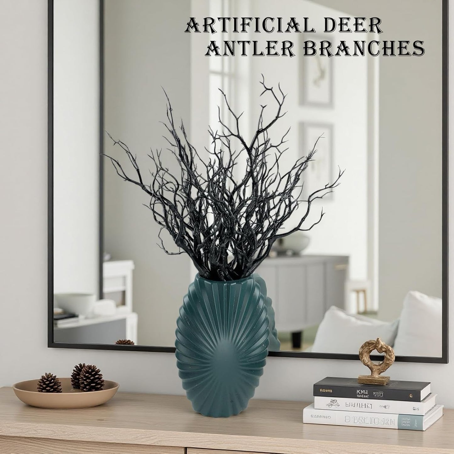 13.8 inches Artificial Coral Branches Fake Antler Branches Small Branches for Home Decoration Flower Arrangement Wedding Christmas Halloween Festival (White 10PCS
