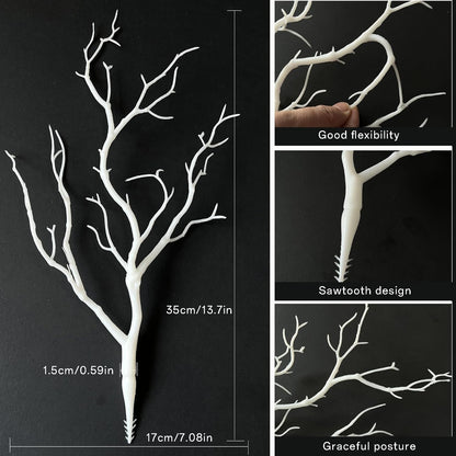 13.8 inches Artificial Coral Branches Fake Antler Branches Small Branches for Home Decoration Flower Arrangement Wedding Christmas Halloween Festival (White 10PCS