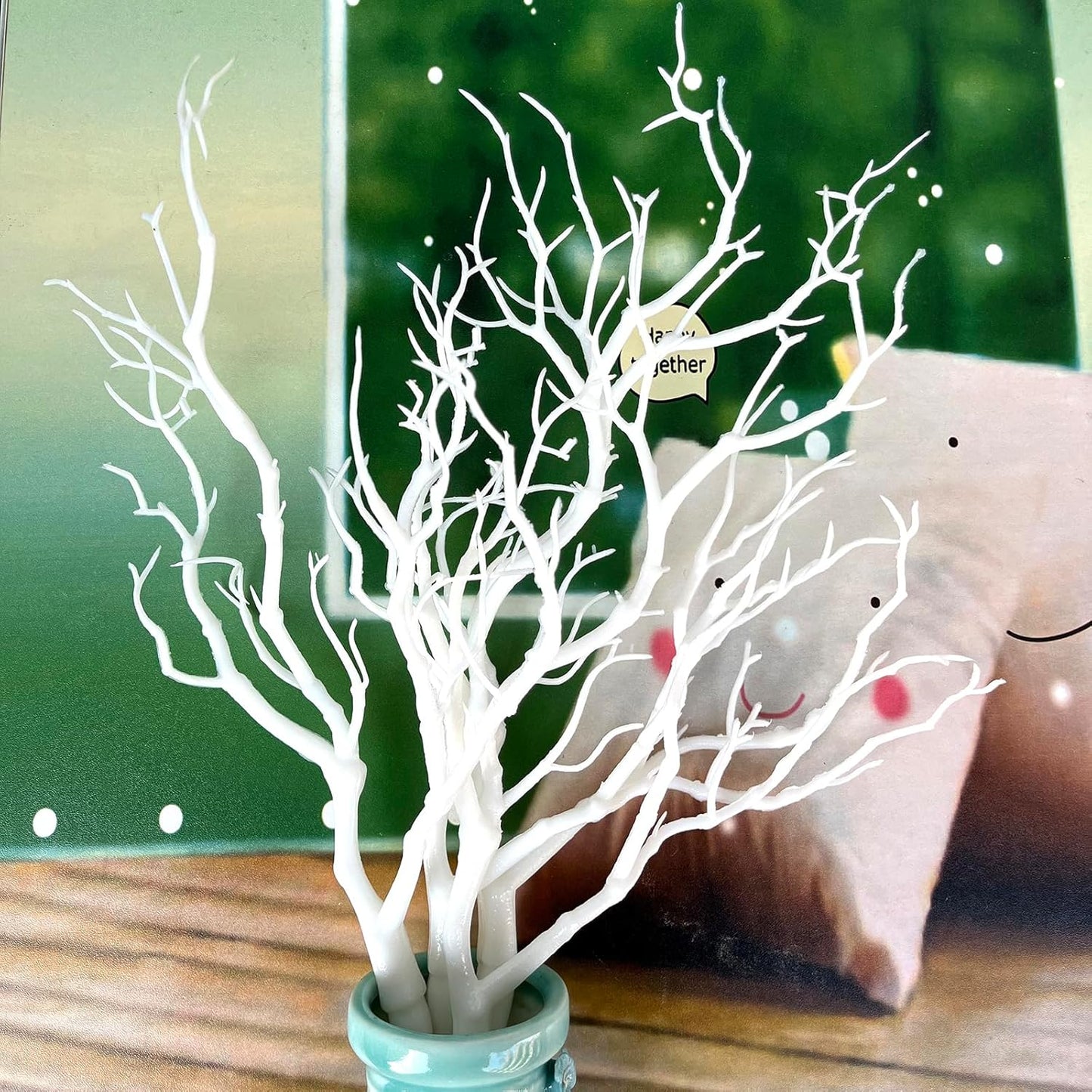 13.8 inches Artificial Coral Branches Fake Antler Branches Small Branches for Home Decoration Flower Arrangement Wedding Christmas Halloween Festival (White 10PCS