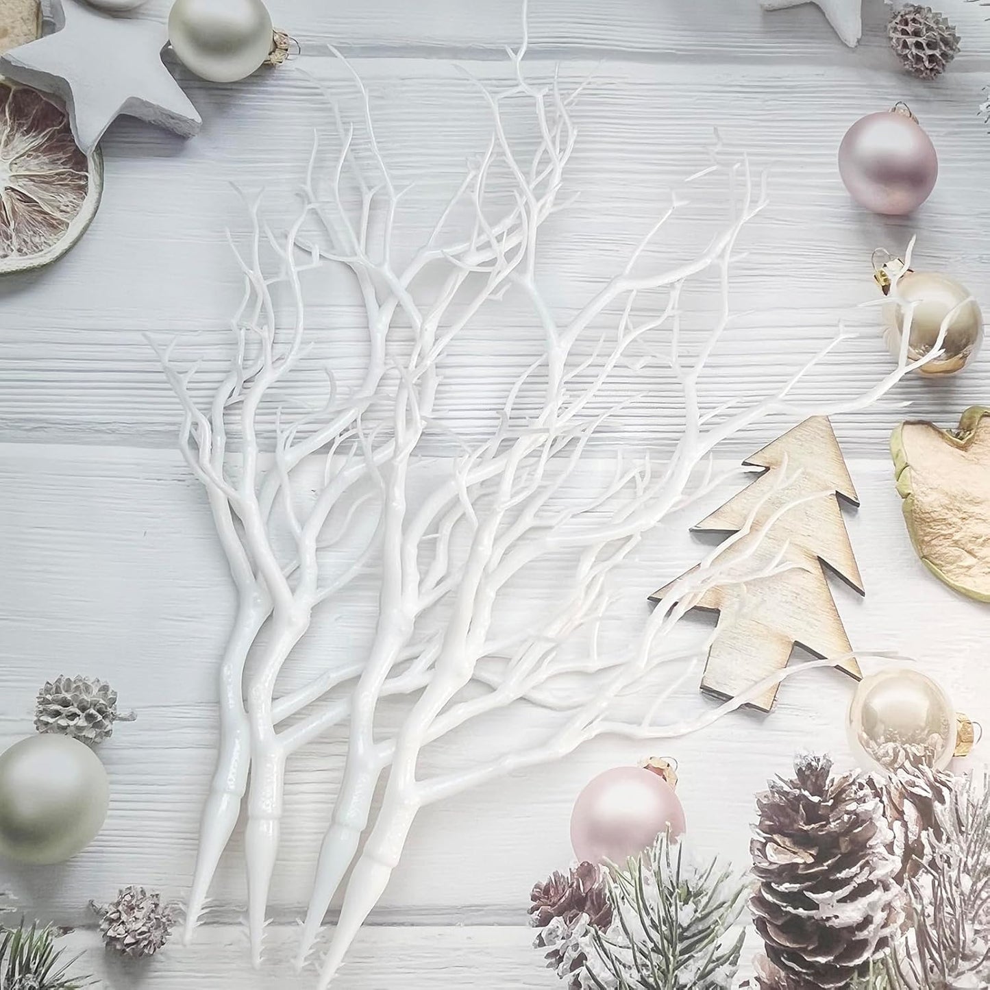 13.8 inches Artificial Coral Branches Fake Antler Branches Small Branches for Home Decoration Flower Arrangement Wedding Christmas Halloween Festival (White 10PCS
