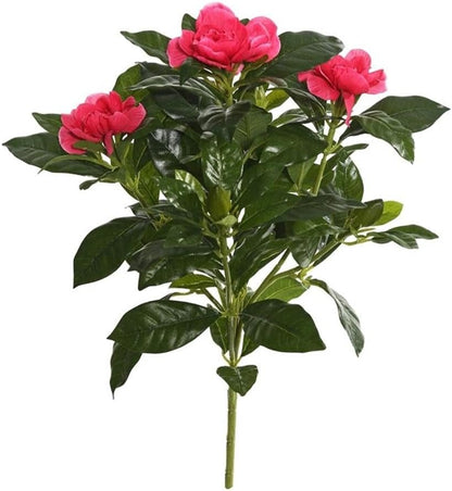 14.5'' Artificial White Polyester Gardenia Flower Bush - Realistic with 93 Dark Green Leaves, 3 Blooms, 3 New Growth Buds - Indoor Use Recommended