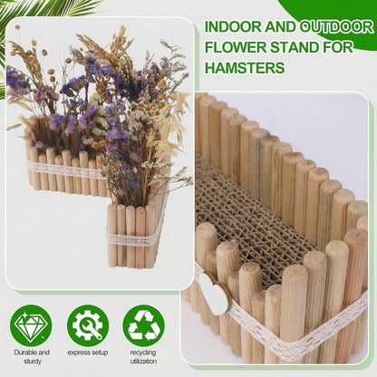 Hamster Cage Sprays Flower Foraging Holder - Natural Wood Feeding Stand, Small Pet Habitat Accessories for Hamsters Mouse Guinea Pig Dwarf Gerbils Syrian Mice (Leaf - Rectangle)