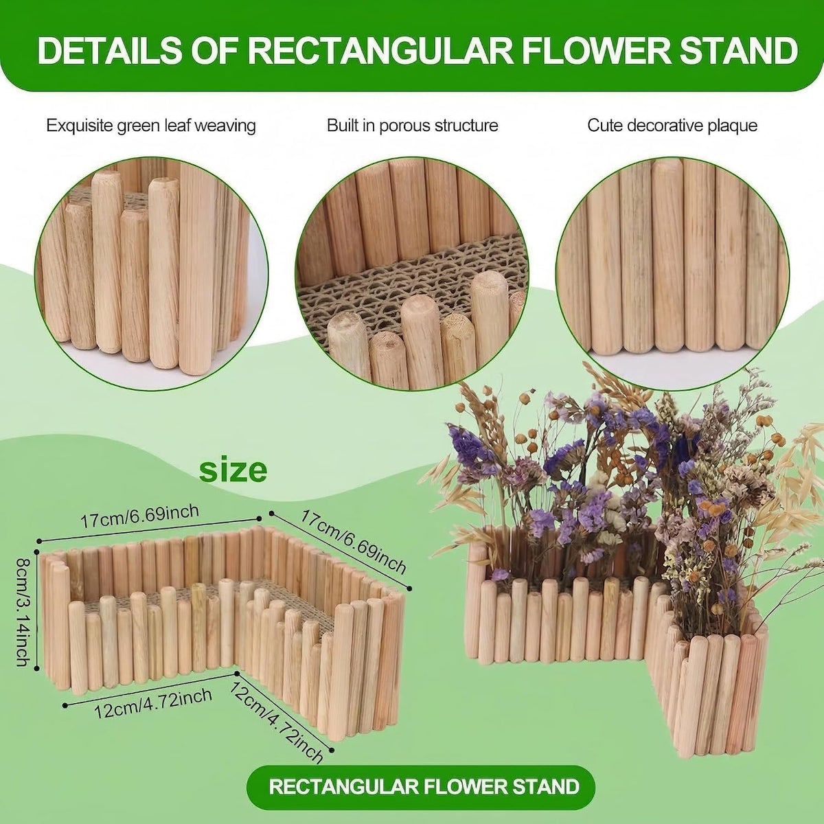 Hamster Cage Sprays Flower Foraging Holder - Natural Wood Feeding Stand, Small Pet Habitat Accessories for Hamsters Mouse Guinea Pig Dwarf Gerbils Syrian Mice (Leaf - Rectangle)