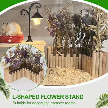 Hamster Cage Sprays Flower Foraging Holder - Natural Wood Feeding Stand, Small Pet Habitat Accessories for Hamsters Mouse Guinea Pig Dwarf Gerbils Syrian Mice (Leaf - Rectangle)