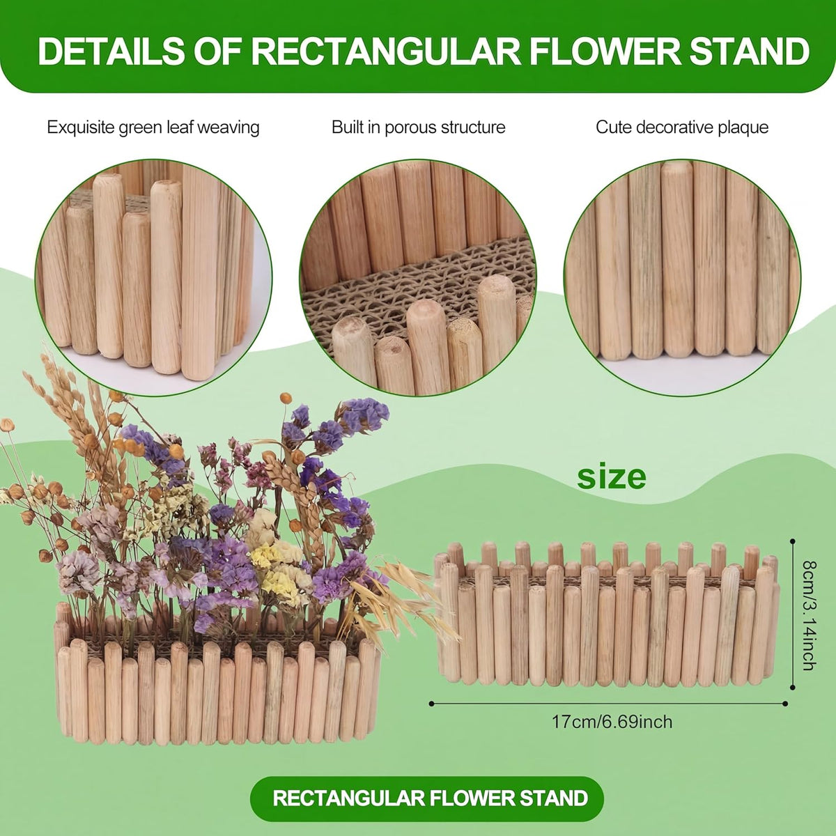 Hamster Cage Sprays Flower Foraging Holder - Natural Wood Feeding Stand, Small Pet Habitat Accessories for Hamsters Mouse Guinea Pig Dwarf Gerbils Syrian Mice (Leaf - Rectangle)