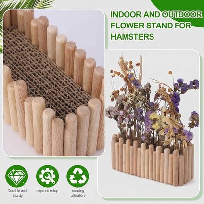 Hamster Cage Sprays Flower Foraging Holder - Natural Wood Feeding Stand, Small Pet Habitat Accessories for Hamsters Mouse Guinea Pig Dwarf Gerbils Syrian Mice (Leaf - Rectangle)