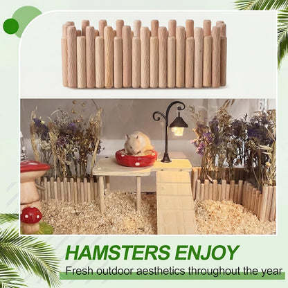 Hamster Cage Sprays Flower Foraging Holder - Natural Wood Feeding Stand, Small Pet Habitat Accessories for Hamsters Mouse Guinea Pig Dwarf Gerbils Syrian Mice (Leaf - Rectangle)