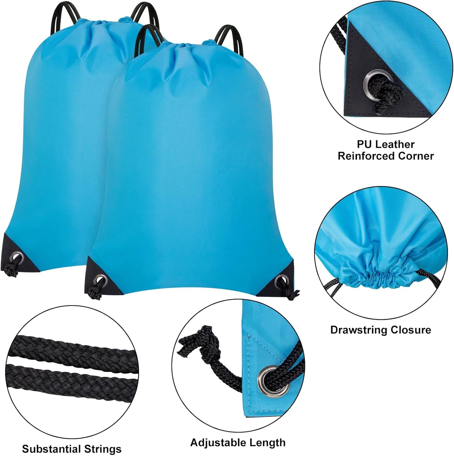2PCS Drawstring Bags Bulk, String Backpack for Men Women, Cinch Bag Draw String Back Bag for Gym, Sports, Travel (2, Bright Yellow)