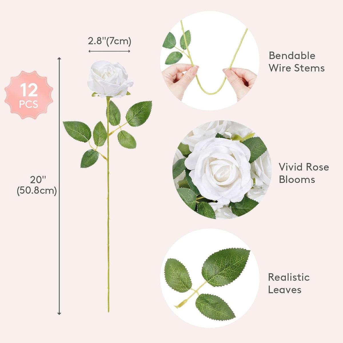 Classic Red Artificial Roses Flowers, Faux Long Stem Roses Bulky