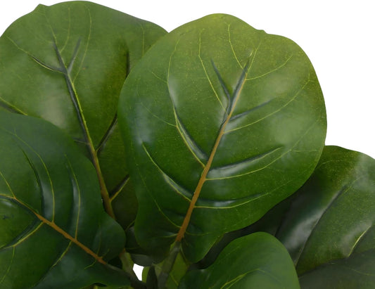 5ft Artificial Fiddle Leaf Fig Tree with Green Moss | Fake Tree with White Planter Pot, Faux Ficus Tree for Indoor Home, Office & Living Room