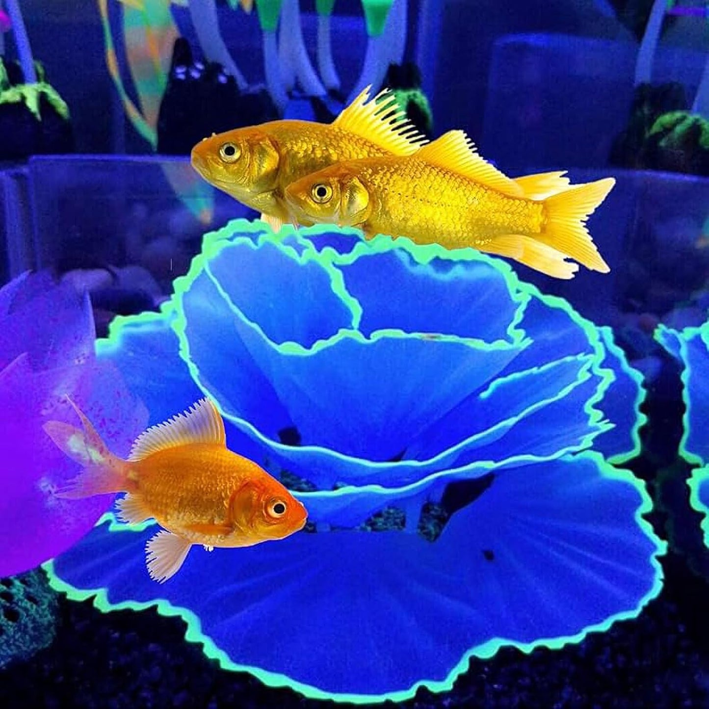 Artificial Coral Ornament Glowing Effect Resin Aquarium Plants Coral Aquarium Fish Tank Decorations(Blue)