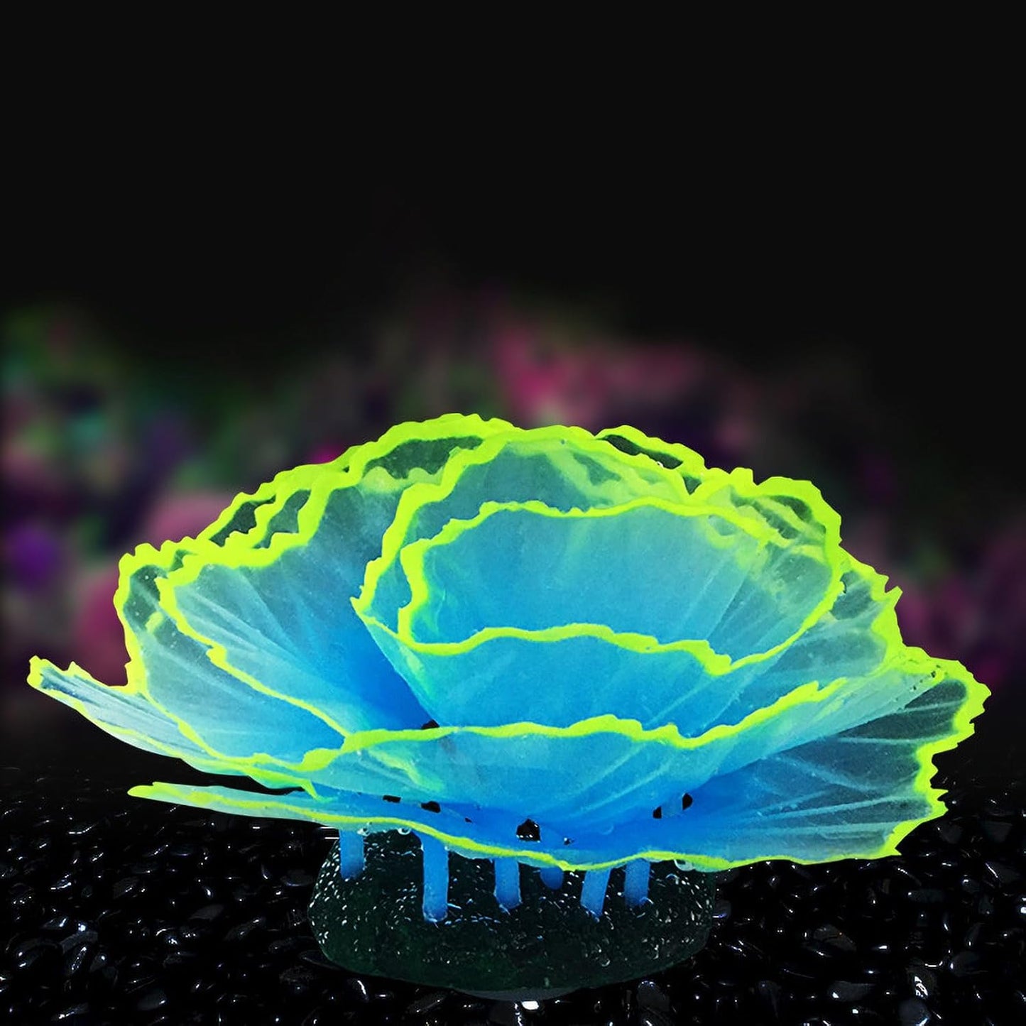 Artificial Coral Ornament Glowing Effect Resin Aquarium Plants Coral Aquarium Fish Tank Decorations(Blue)