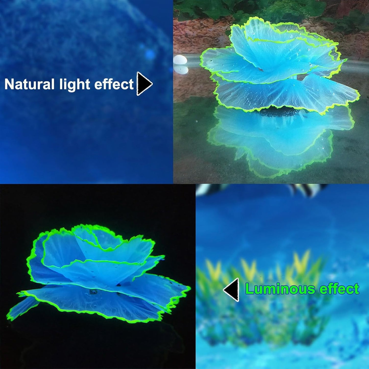 Artificial Coral Ornament Glowing Effect Resin Aquarium Plants Coral Aquarium Fish Tank Decorations(Blue)