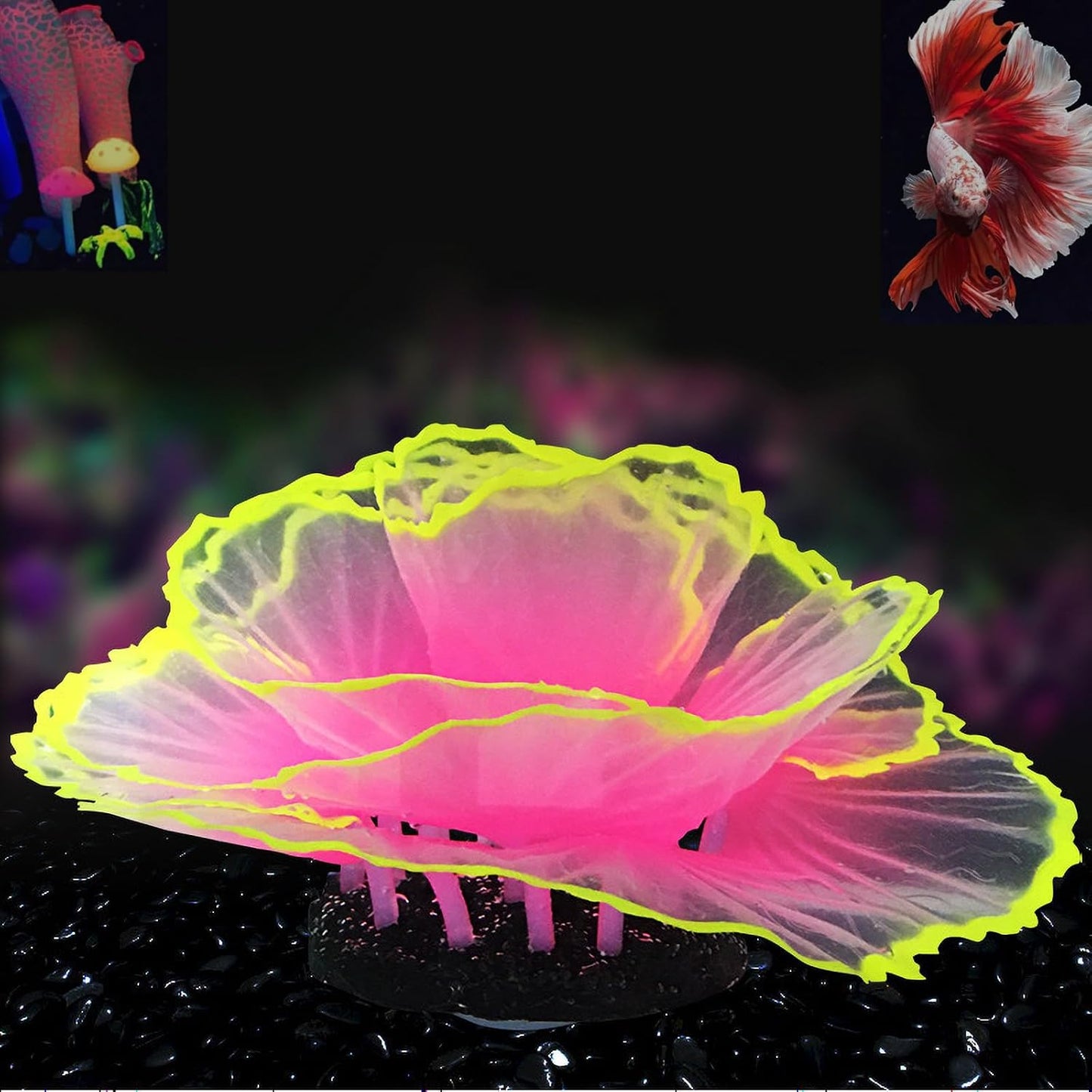 Artificial Coral Ornament Glowing Effect Resin Aquarium Plants Coral Aquarium Fish Tank Decorations(Blue)